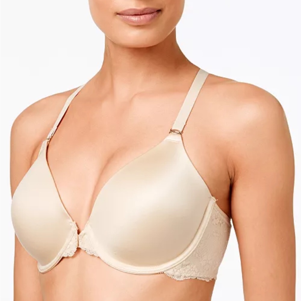 MAIDENFORM One Fab Fit Lace T-Back Shaping Underwire Front Close Bra 7112 38DD